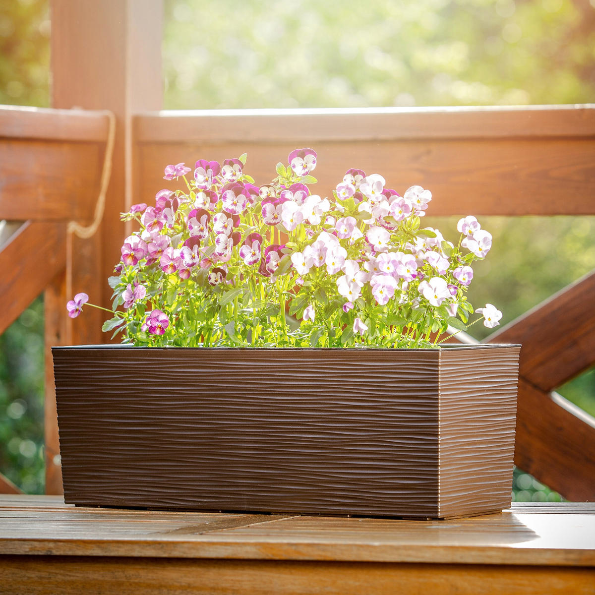 BALKONBLUMENTOPF mit Einsatz 56 cm, Mokka - Mokka, Kunststoff - KADAX