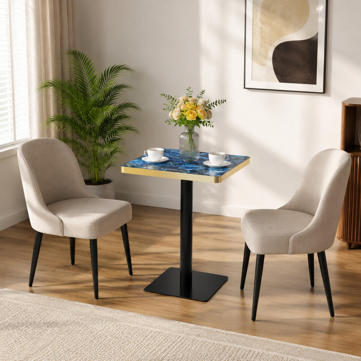 BARTISCH 60/60/74 cm mit Marmor-Optik DE-40031 Blau - Blau, Metall (60/60/74cm) - ComfortXL