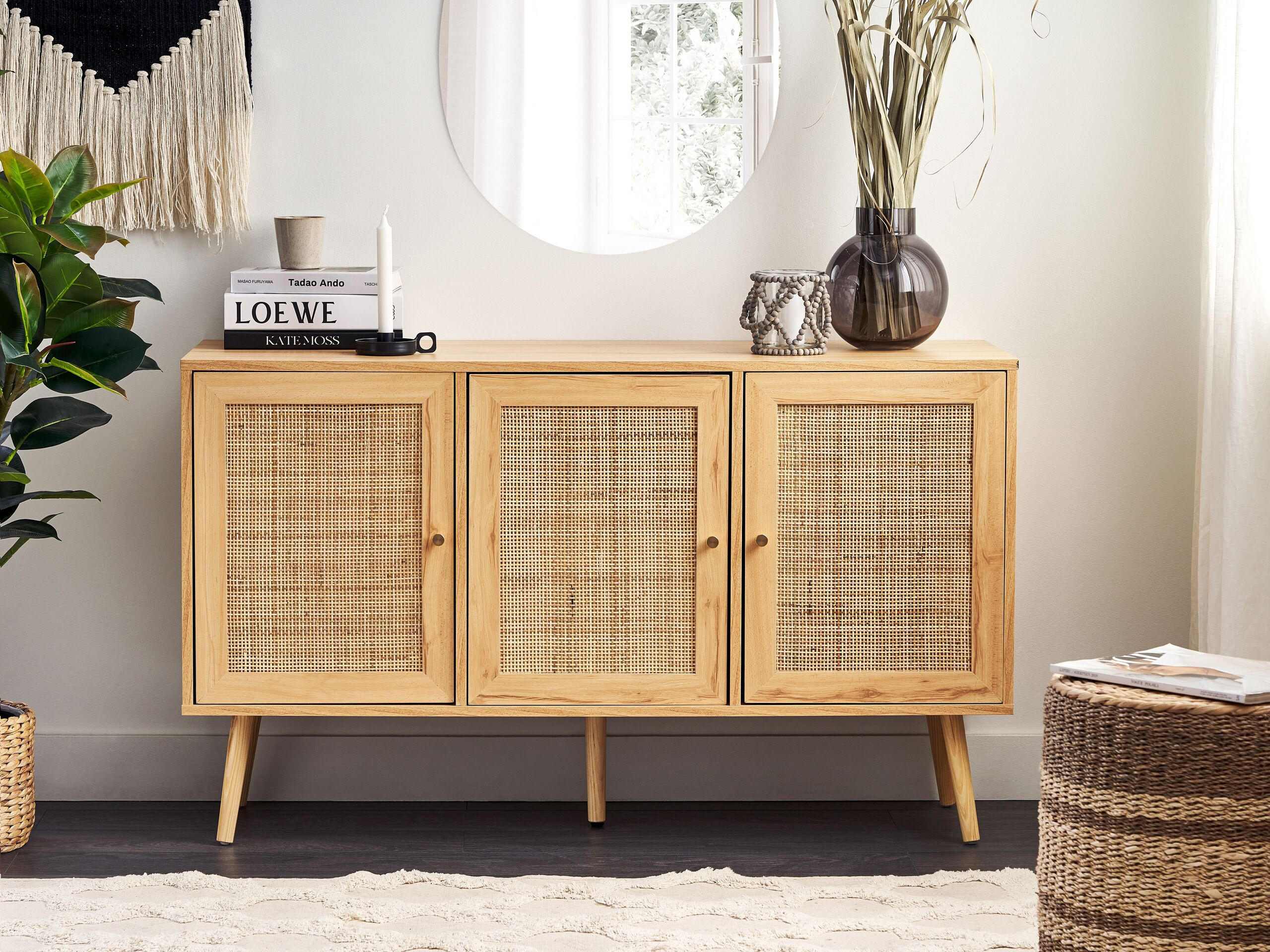 SIDEBOARD Heller Holzfarbton Perote - Hellbraun/Goldfarben, Naturmaterialien (120/71/40cm) - Beliani