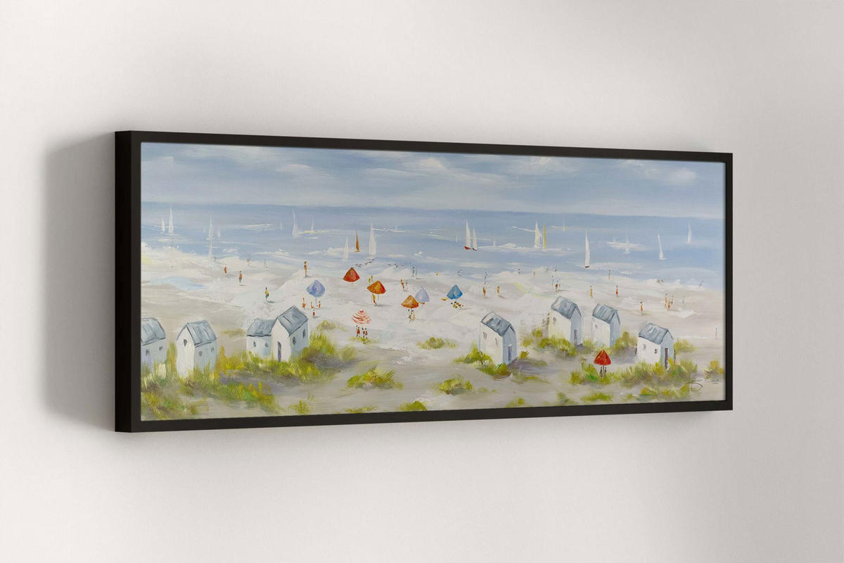 ÖLGEMÄLDE 150/50 cm - Blau/Beige, Holz/Textil (2/50cm) - KUNSTLOFT