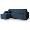 ECKSOFA RAVELO P Blau Kordstoff mit Schlaffunktion - Blau, Holz (240/140cm) - MASSENO