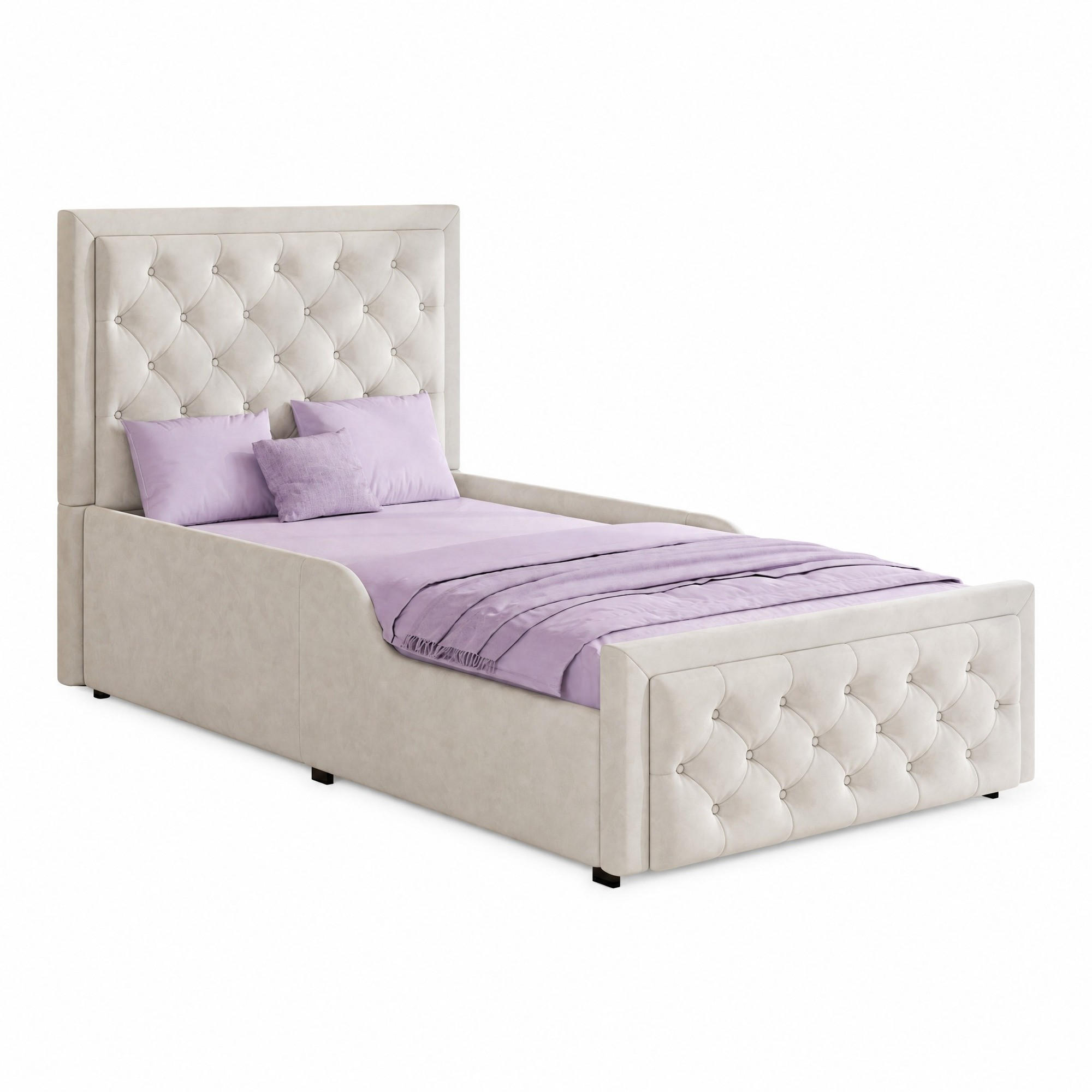 POLSTERBETT 90/200 mit Bettkasten, hydraulischem Stauraum und gepolstertem Kopfteil in Beige - Beige, Holzwerkstoff/Textil (90/200cm) - EVRYAE