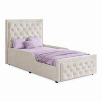 POLSTERBETT 90/200 mit Bettkasten, hydraulischem Stauraum und gepolstertem Kopfteil in Beige - Beige, Holzwerkstoff/Textil (90/200cm) - EVRYAE