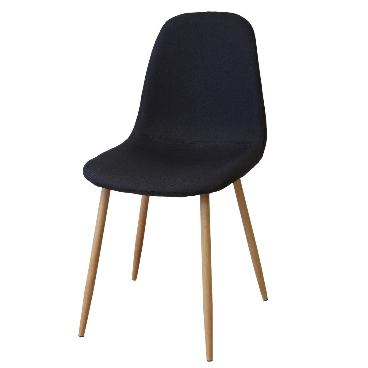 STUHL FANO Stoffbezug Metallbeine Holzoptik 4er Set Schwarz - Schwarz, Textil/Metall (44/87/47cm) - Albatros