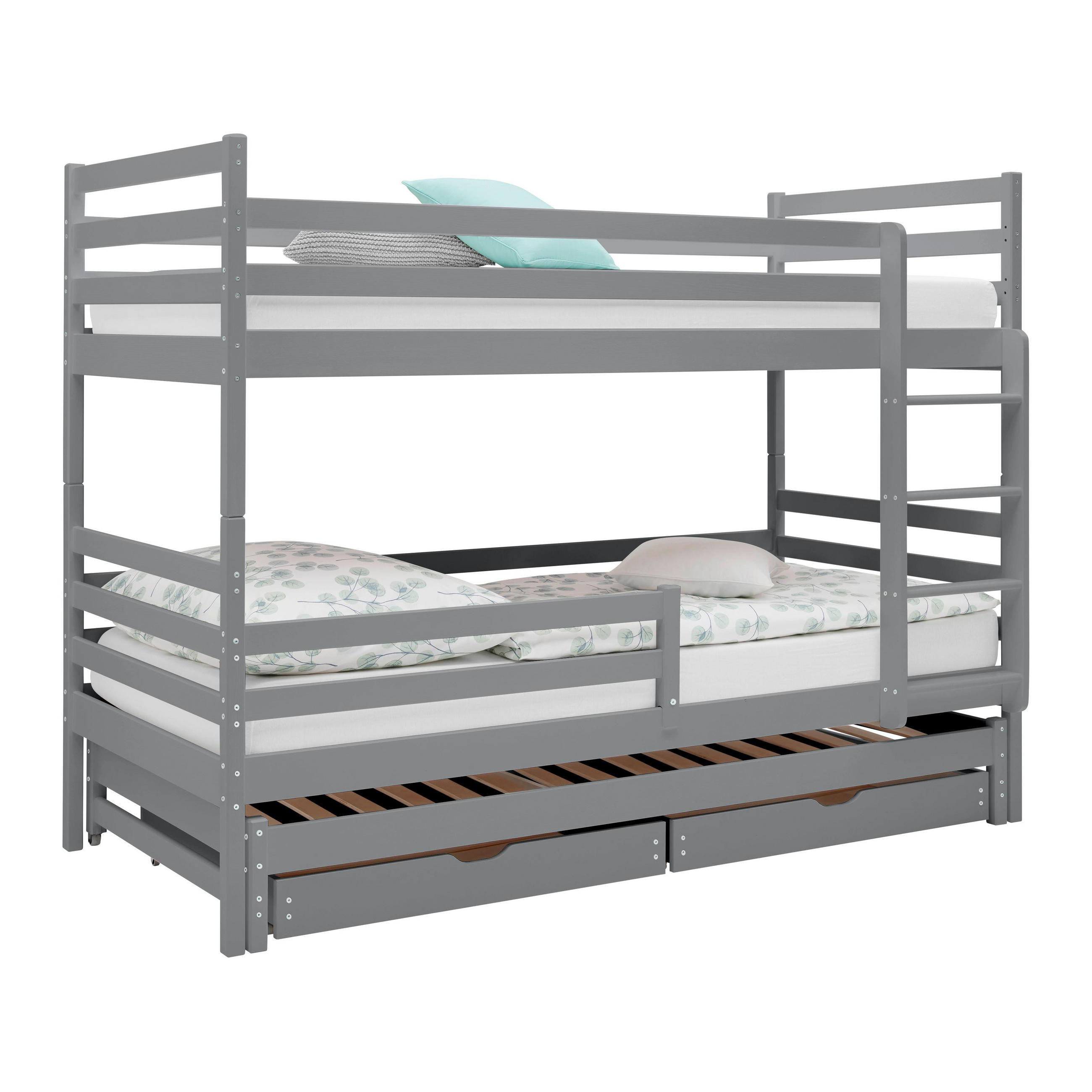 ETAGENBETT Mila Weiß ca. 90 / 200 cm - Hellgrau, Holzwerkstoff - Mömax