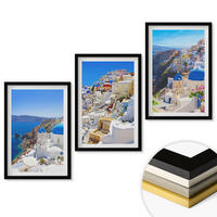 WANDBILDER 3er-Set - 40x60 cm Schwarzer Rahmen - Landschaftsarchitektur Oia Santorini - Schwarz, Kunststoff (40/60cm) - ArtPrintCave