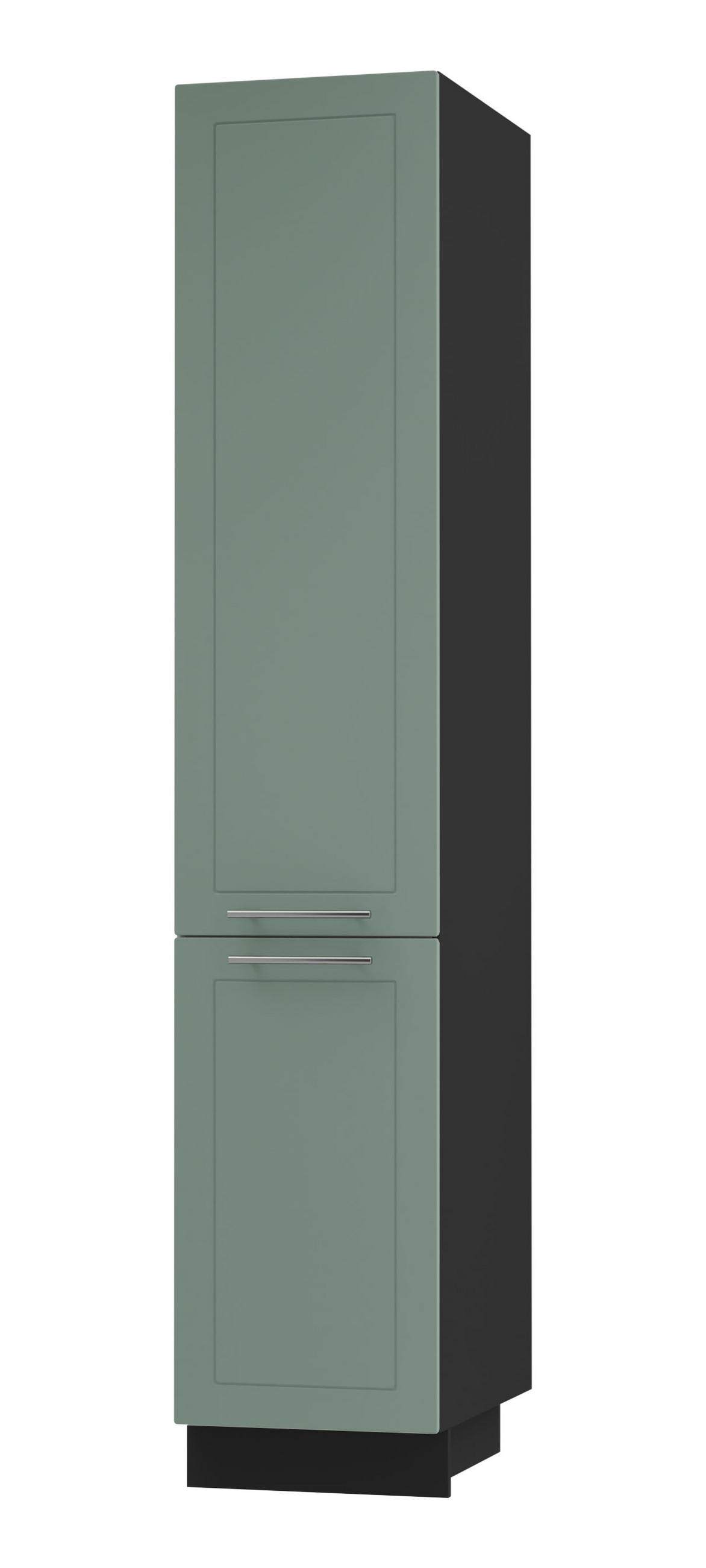 APOTHEKERSCHRANK Kvantum 2D14K/40/kargo Mint Matt / Schwarz Matt 40 / 59 / 207cm - Schwarz/Mintgrün, Holz/Holzwerkstoff (40/207/59cm) - Feldmann-Wohnen