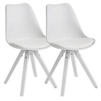 STUHL 2er Set Kunstleder Weiß gepolstert mit Beinen Weiß im skandinavischen Stil - Weiß, Holz/Textil (49/87/52cm) - KADIMA DESIGN