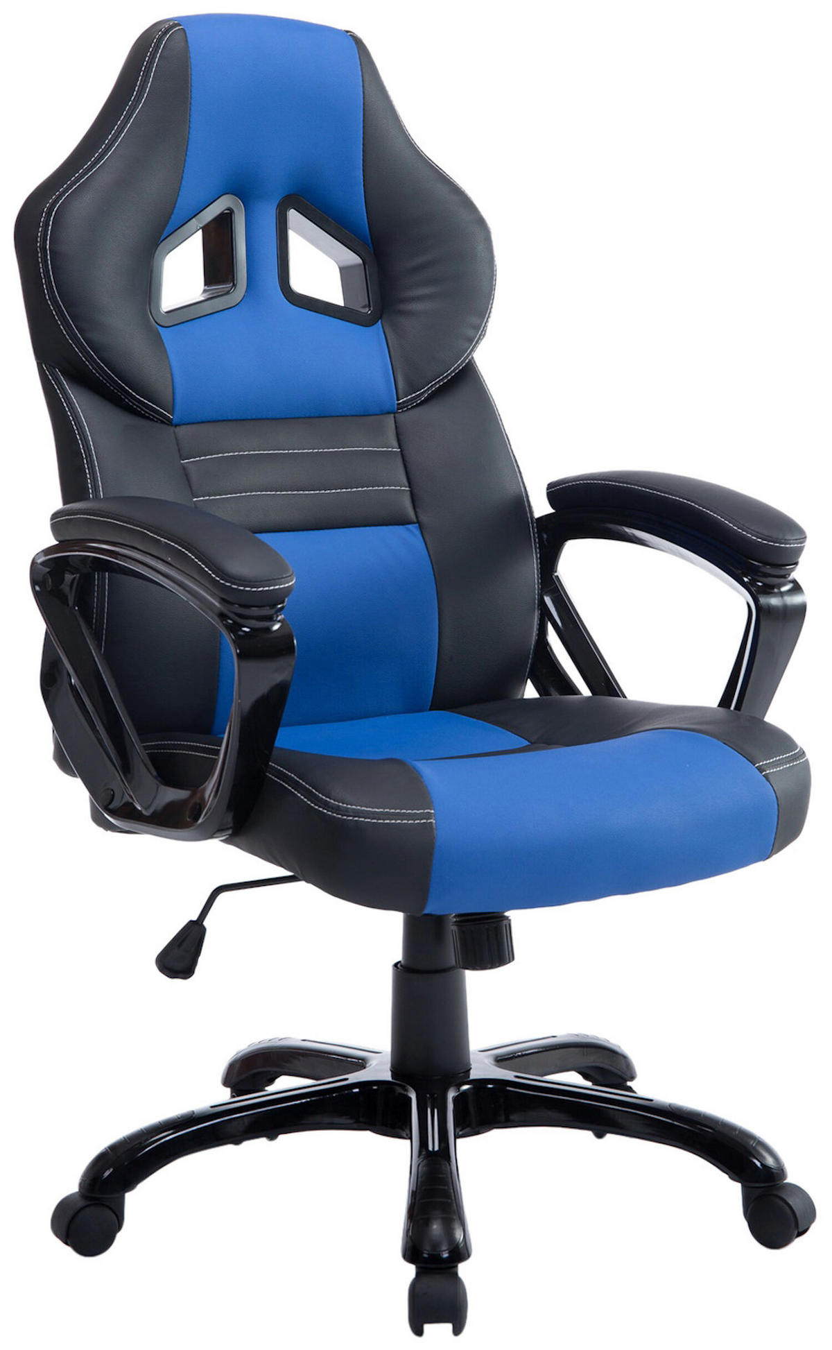 BÜROSTUHL Peso, Kunstleder Schwarz/Blau - Blau, Kunststoff/Textil (65/124/70cm) - TPFLiving