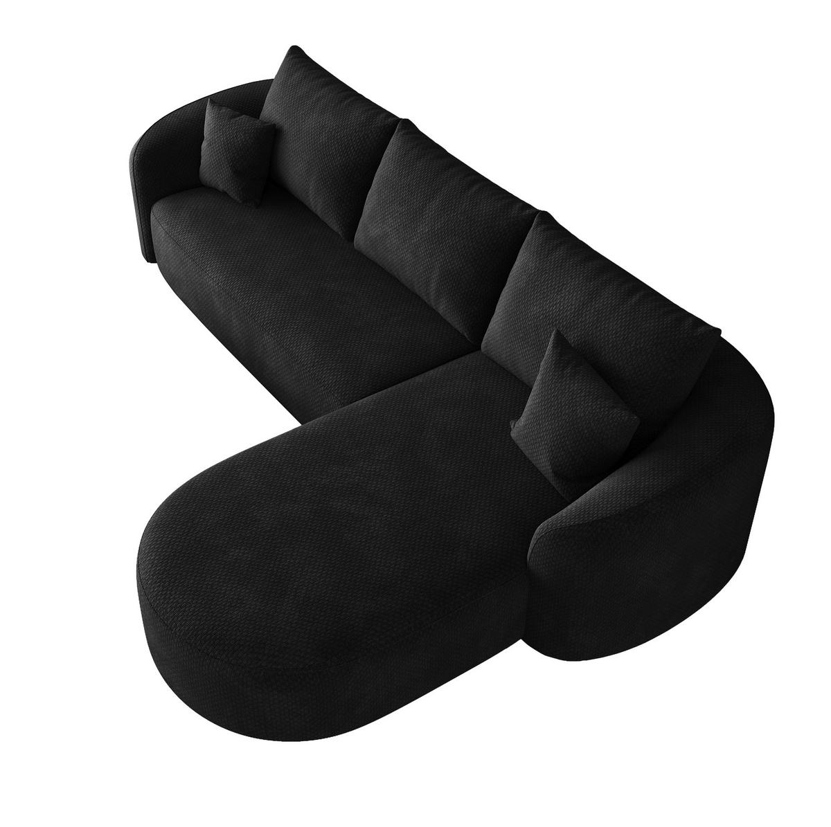 ECKSOFA in L-Form 266 cm Schwarz aus Stoff - Schwarz, Kunststoff (168/266.1cm) - Meubliv
