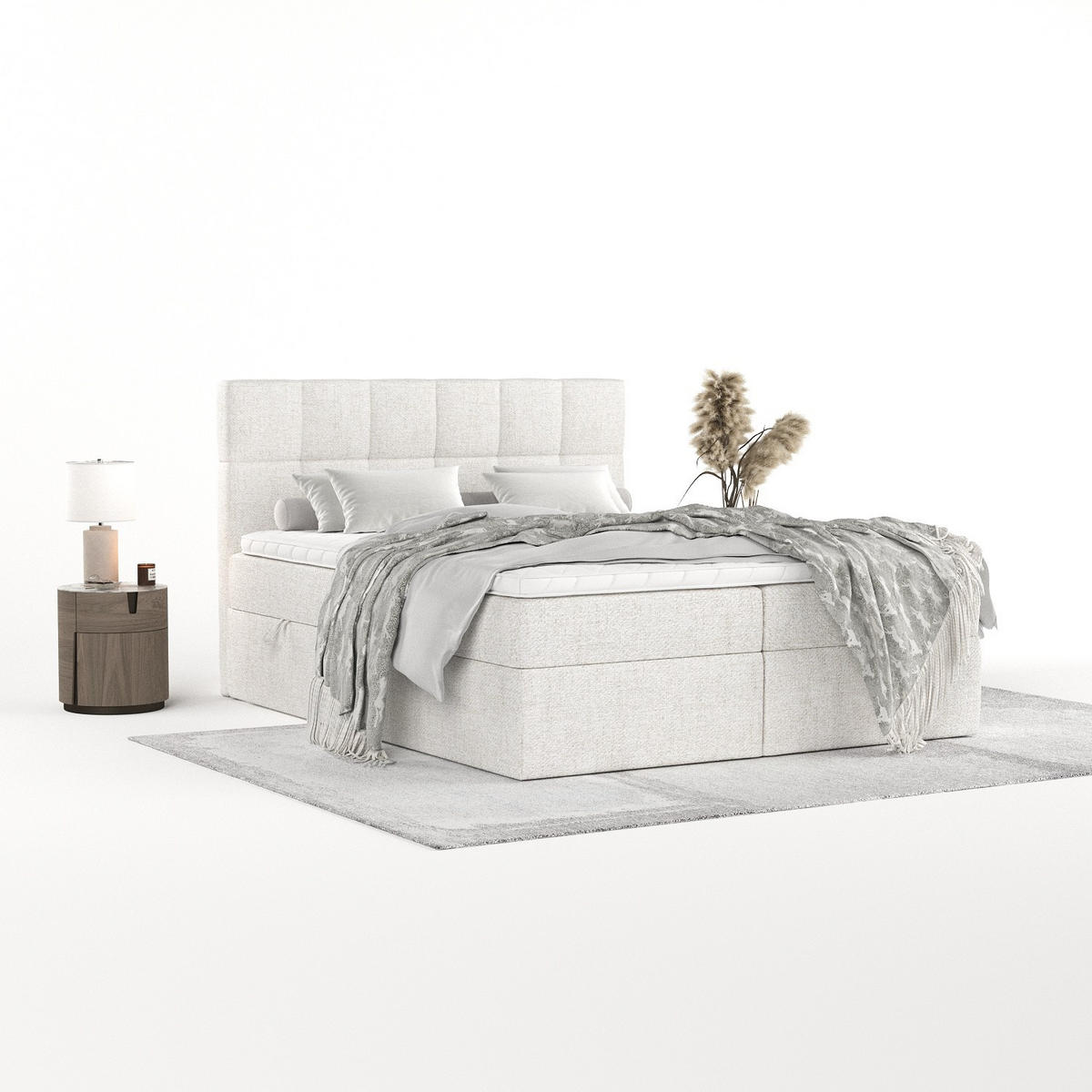 POSTEL BOXSPRING VARENO 200/200 Krémová - černá/krémová, kov/dřevo (200/200cm) - AltaBeds