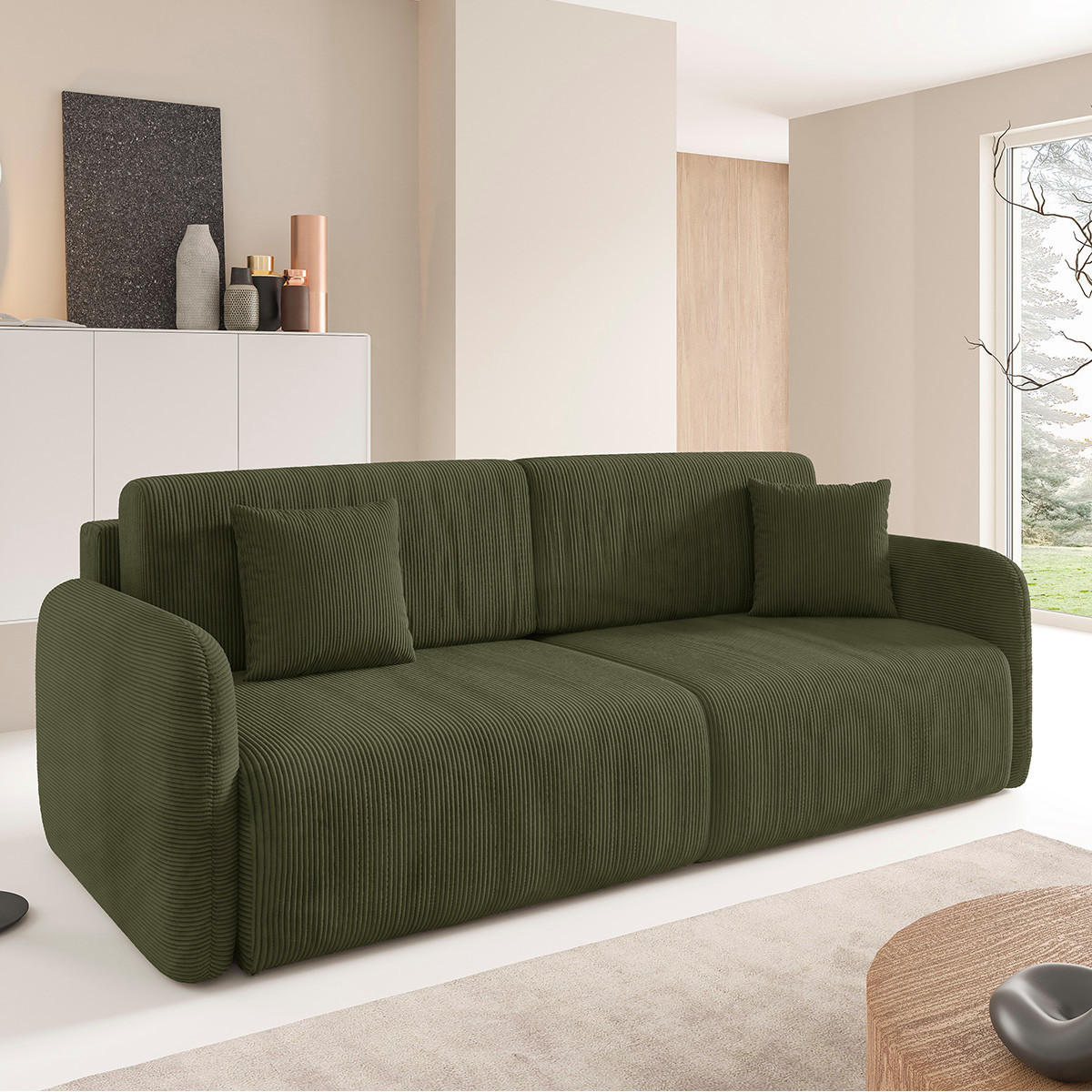 SOFA Dora 3 Sitzplätze Grün - Grün, Holz (233/92/110cm) - Petits-meubles