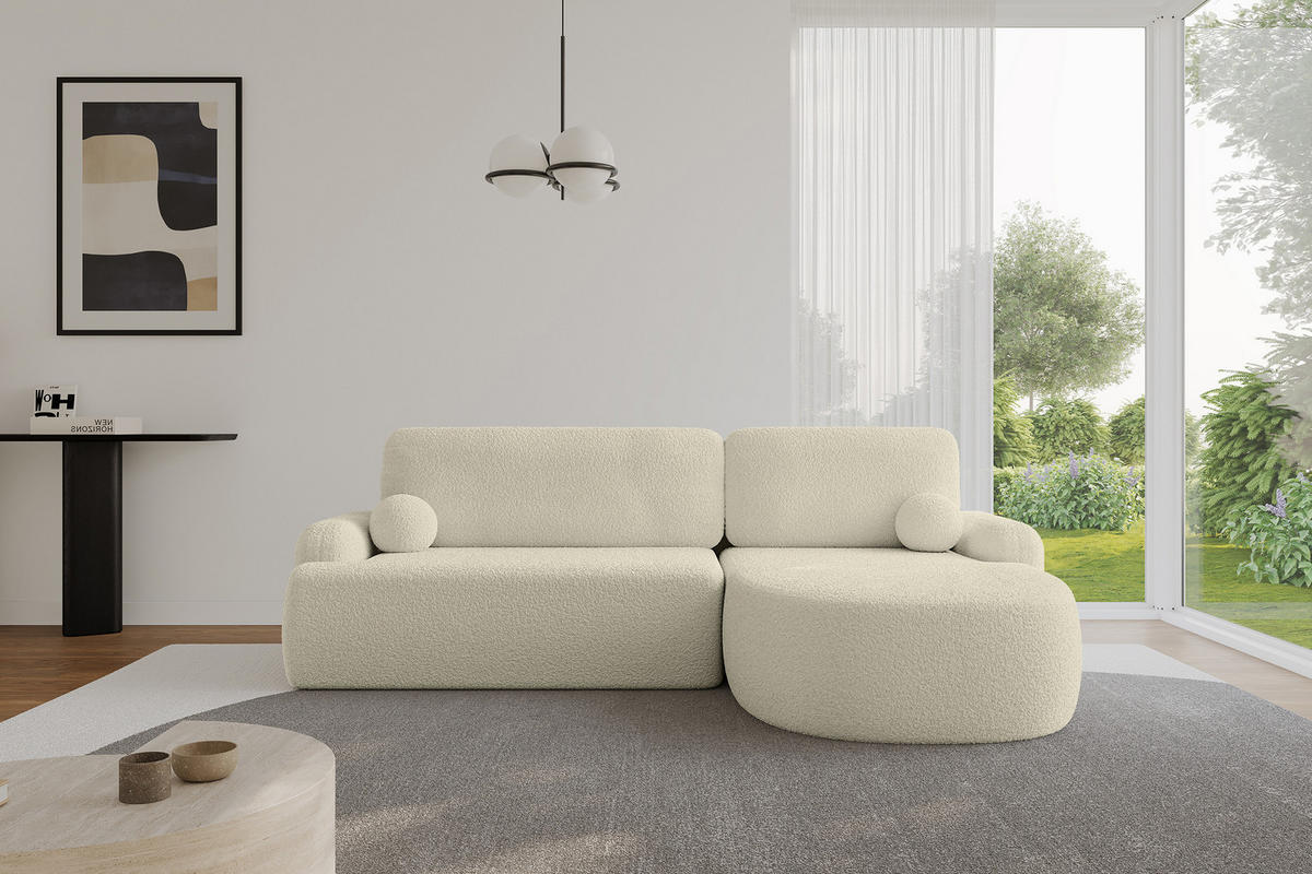 ECKSOFA mit Schlaffunktion und Bettkasten LIRA-L - 264x172x89 Beige - Beige, Holzwerkstoff/Textil (172/264cm) - ALTDECOR