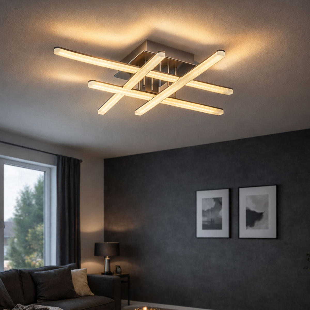 LED DECKENLEUCHTE Trentino Silber Metall - Silberfarben, Metall (55/55/11.5cm) - Globo Lighting
