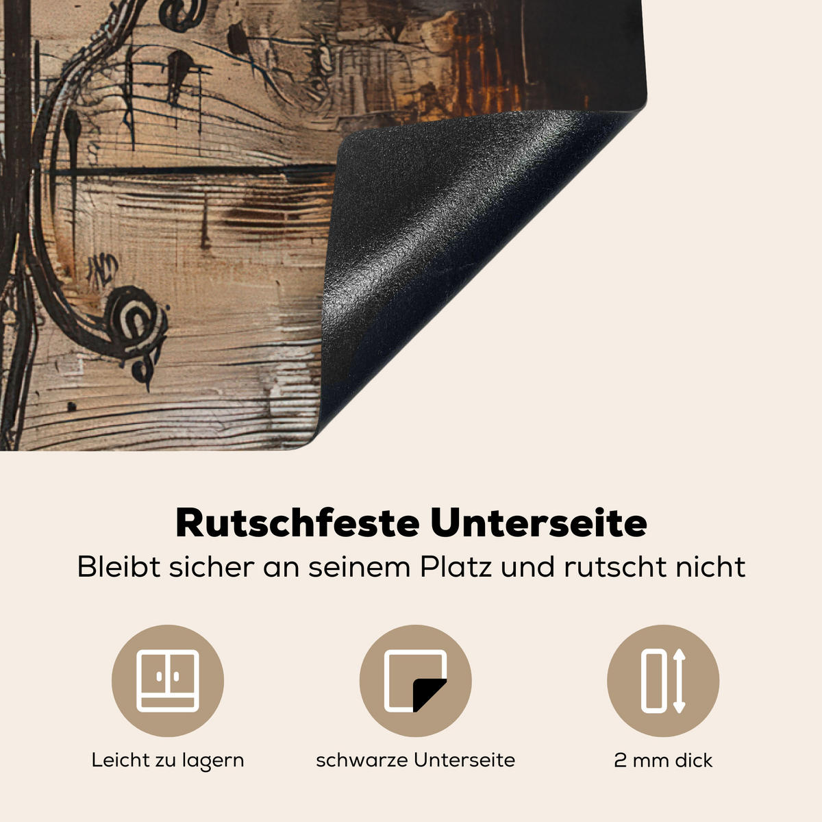 HERDABDECKPLATTE Cafe - Holz - Kaffee - Regale Induktionsmatte 83x51 cm - Schwarz, Kunststoff (83/51.5/0.2cm) - MuchoWow