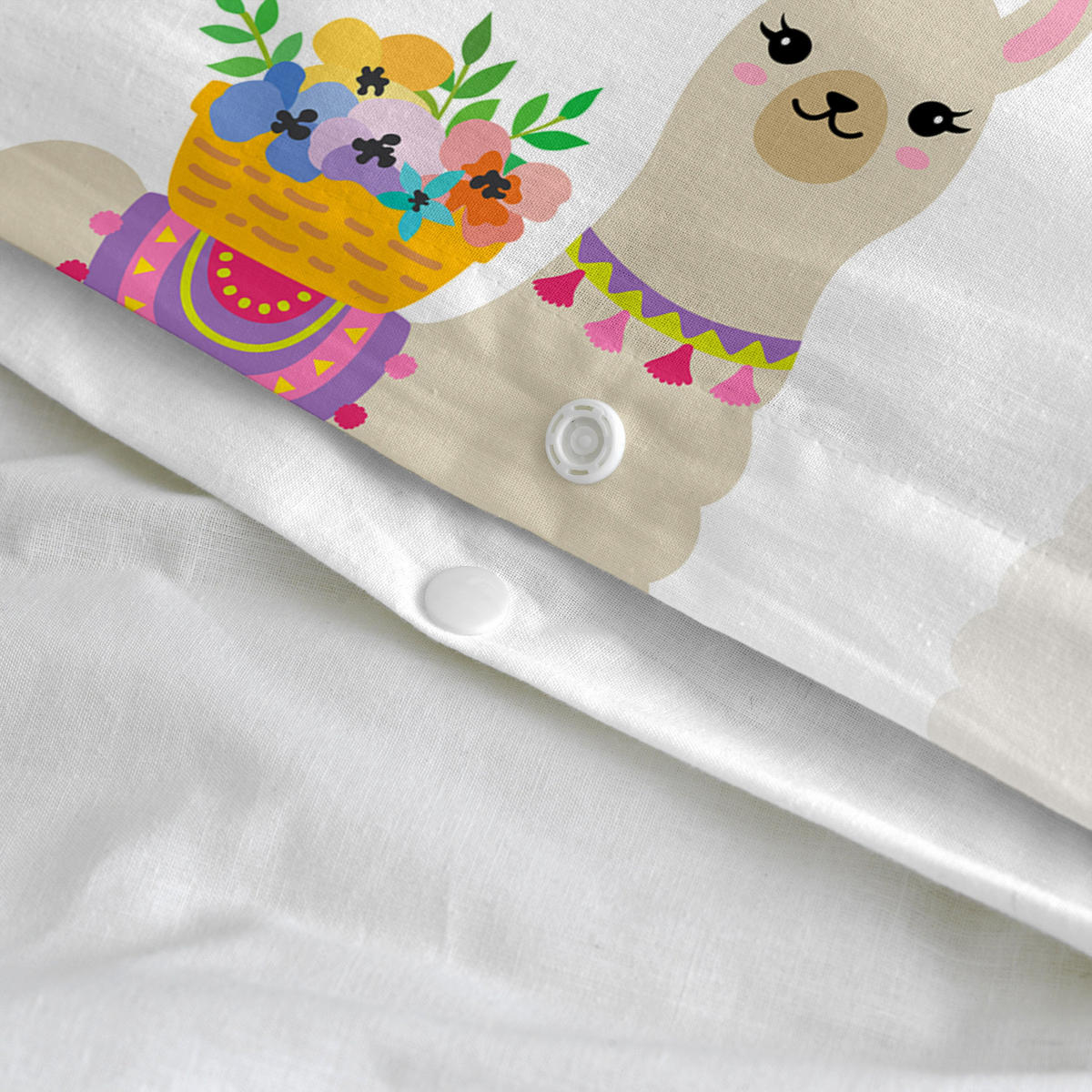 BETTBEZUG 2er-Set teiliges cute llamas 100x120 cm (kinderbett) mehrfarbig - Multicolor, Textil (100/120cm) - Happy Friday