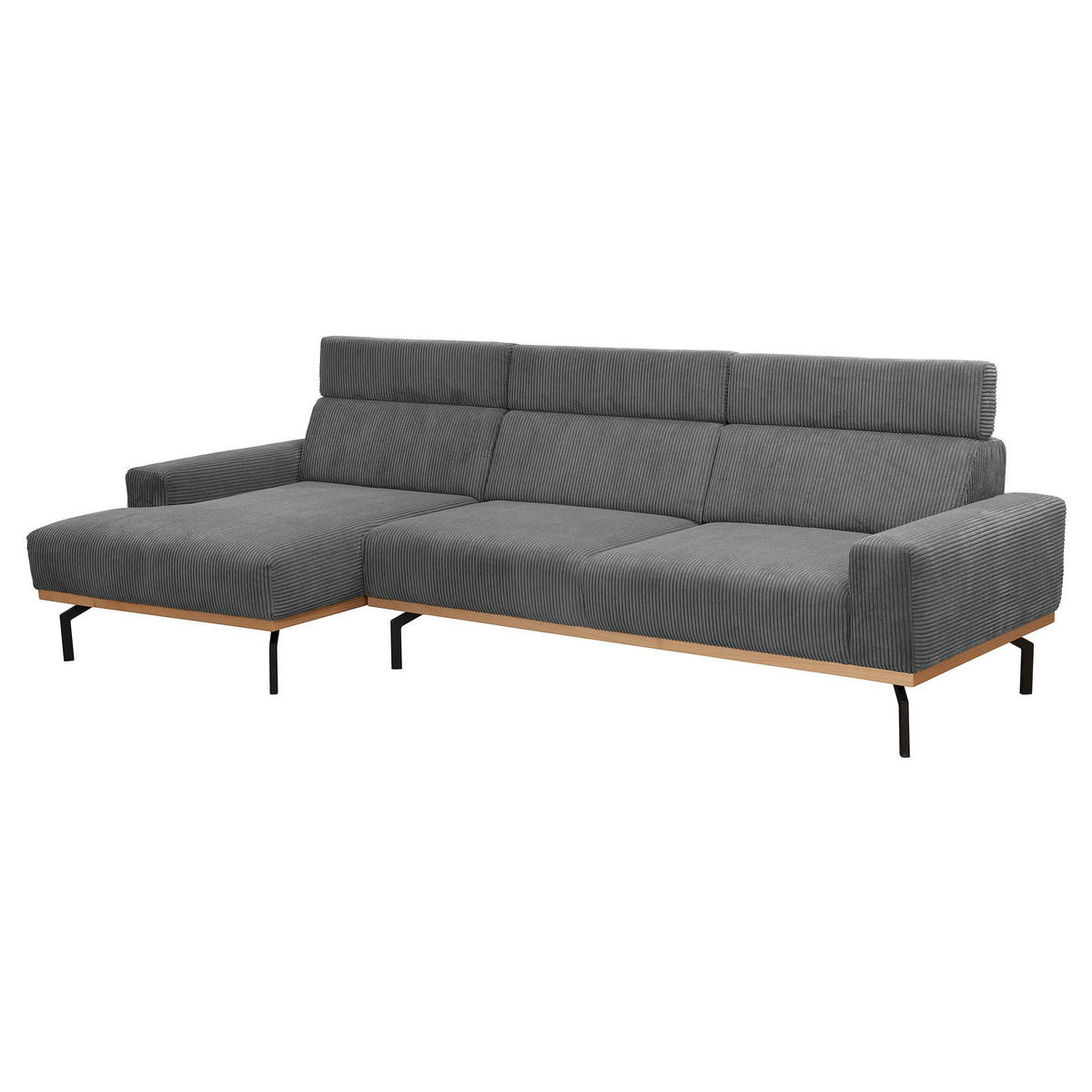 ECKSOFA mit Longchair links Katrien Cordstoff anthrazit - Anthrazit, Kunststoff (135/280cm) - 58aufmkessel