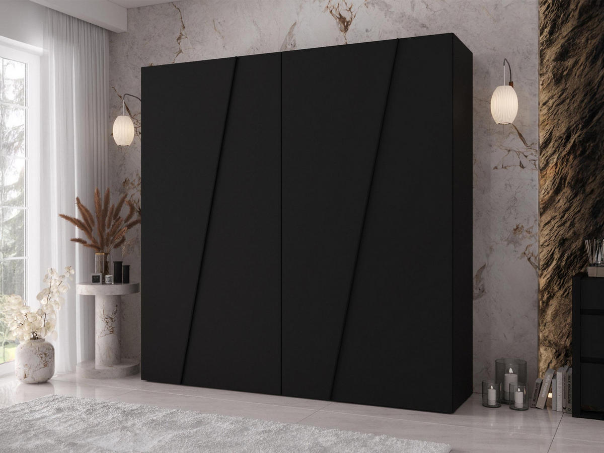 DREHTÜRENSCHRANK Zen 200 cm - Schwarz, Holzwerkstoff/Kunststoff (200/202/50cm) - MIRJAN24