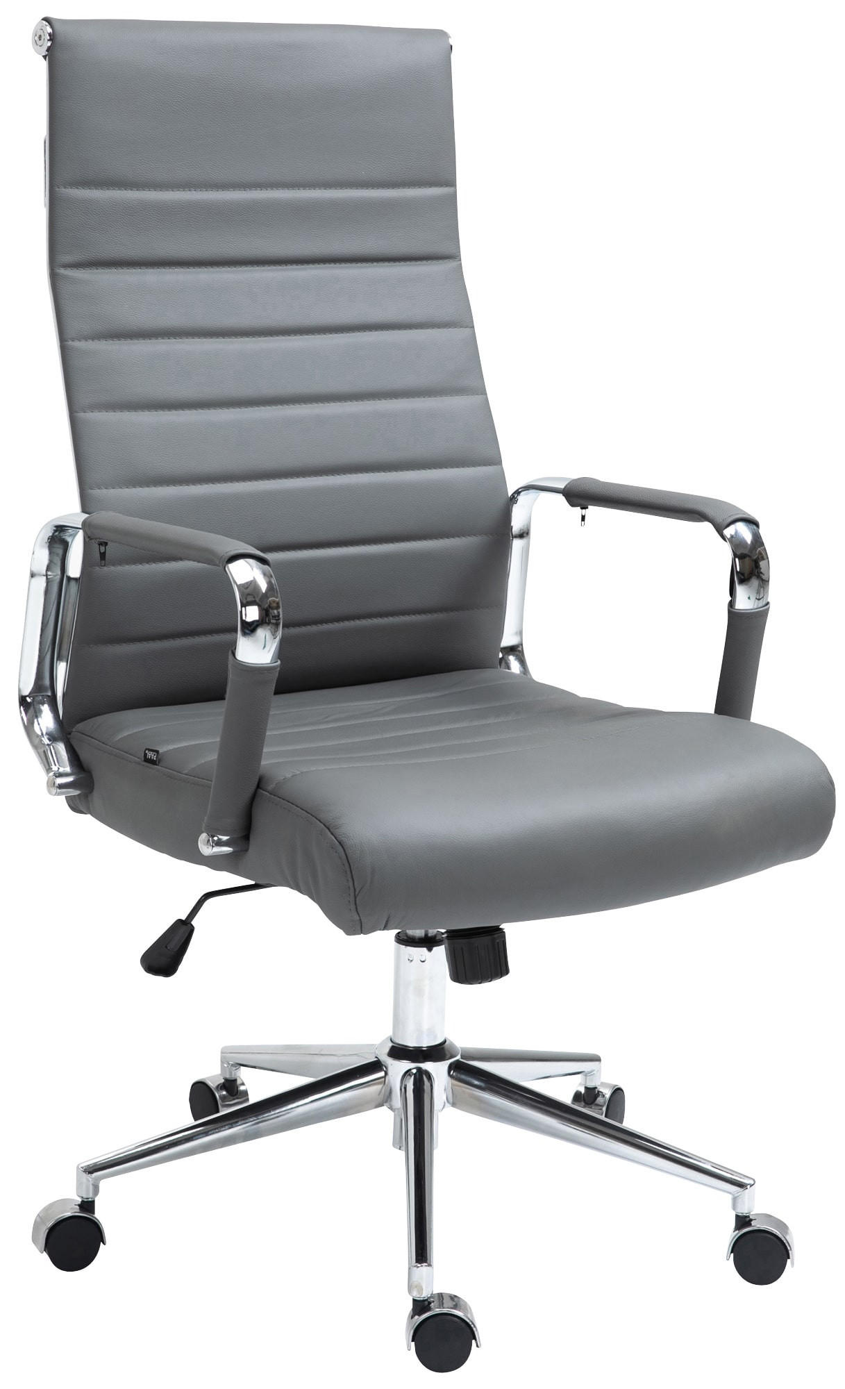 KONTORSSTOL Kolumbus äkta läder - Kromfärg/Grå, Läder/Metall (58/105/66cm) - CLP