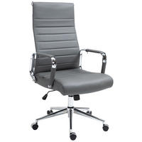 KONTORSSTOL Kolumbus äkta läder - Kromfärg/Grå, Läder/Metall (58/105/66cm) - CLP