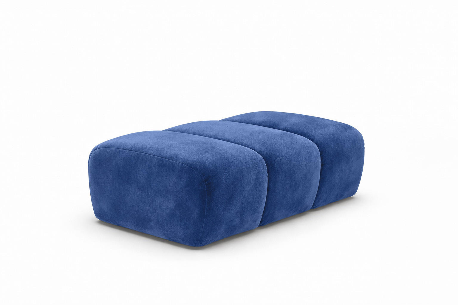 POUF modular, Veloursstoff Bluvel, Tintenblau, CROISSANT - Blau, Holz (105/44/70cm) - Kaiser Möbel