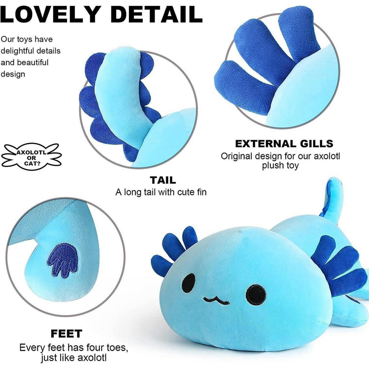 PLÜSCHTIER Axolotl 33 cm Blau - Blau, Textil (20/33cm)