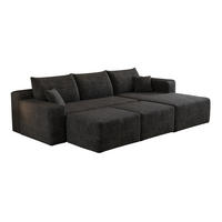 ECKSOFA 241/151/58 cm Schwarz aus Stoff mit Cordbezug und ohne Montage - Schwarz, Textil (151/241cm) - OKWISH