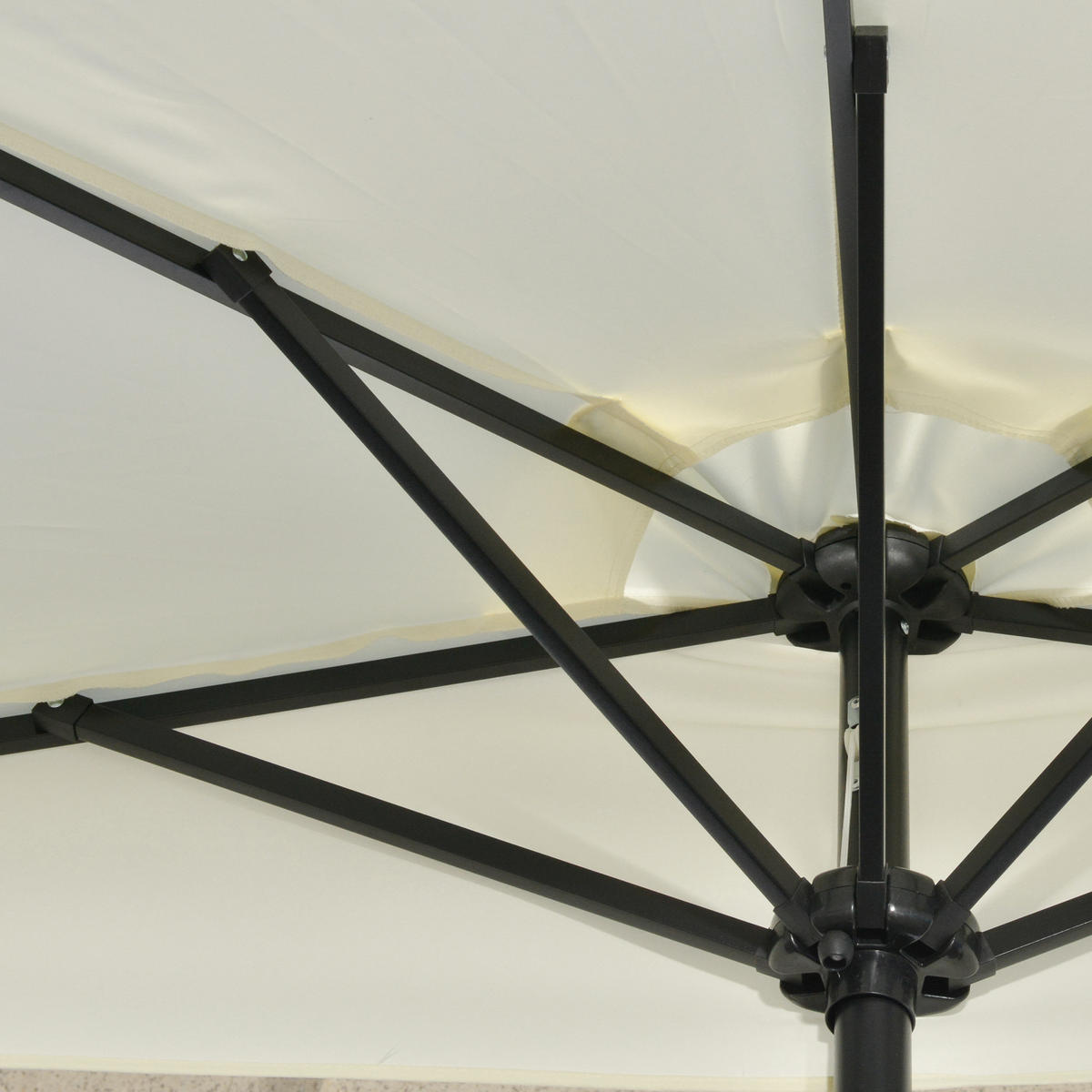 SONNENSCHIRM, Eisen, Polyester, Beige - Beige, Metall (135/270cm) - Outsunny