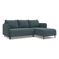 ECKSOFA mit Schlaffunktion Samt Stoff Blau - Blau/Petrol, Holz/Textil (236/162cm) - Makamii