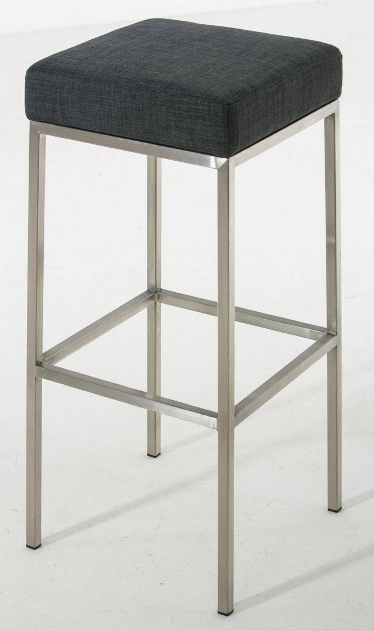 BARHOCKER 2er Set Stoff dunkelgrau - Edelstahlfarben/Dunkelgrau, Textil/Metall (37/85/37cm) - CLP