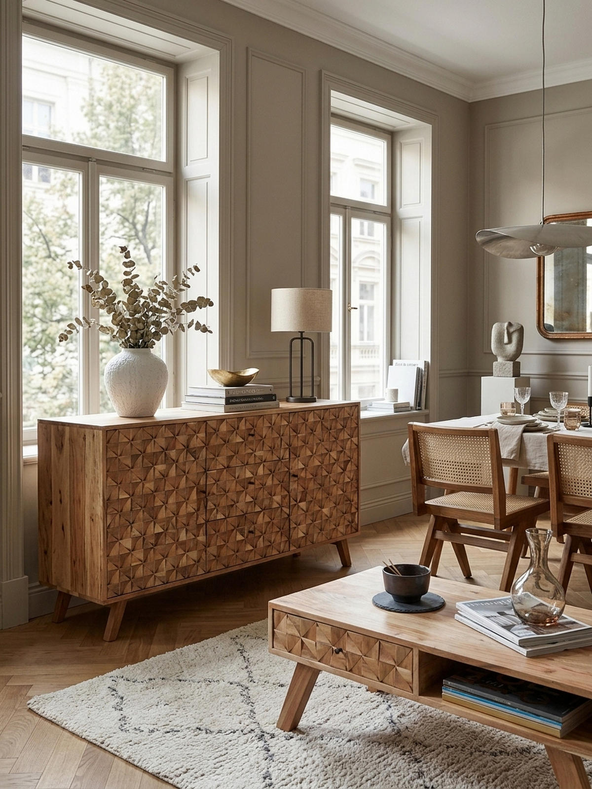 SIDEBOARD – ALME, Akazie Massivholz, 140x78,5x40 cm, Landhausstil, 3 Schubladen, 2 Türen - Braun, Akazienholz/Holz (140/79/40cm) - KADIMA DESIGN