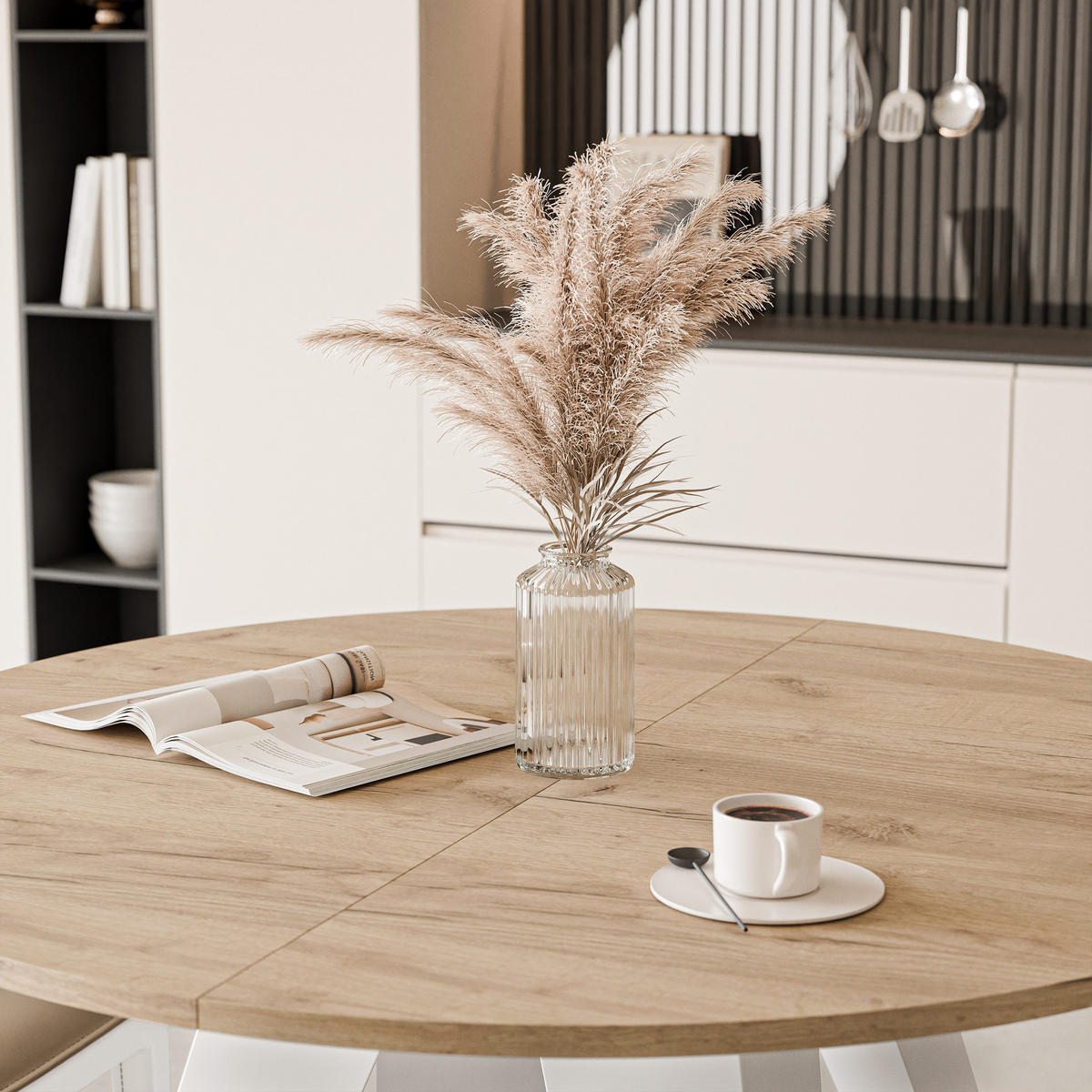 ESSTISCH ausziehbar auf MDF, Kraft Eiche - Braun/Weiß, Holzwerkstoff (100/100/76cm) - Idohome