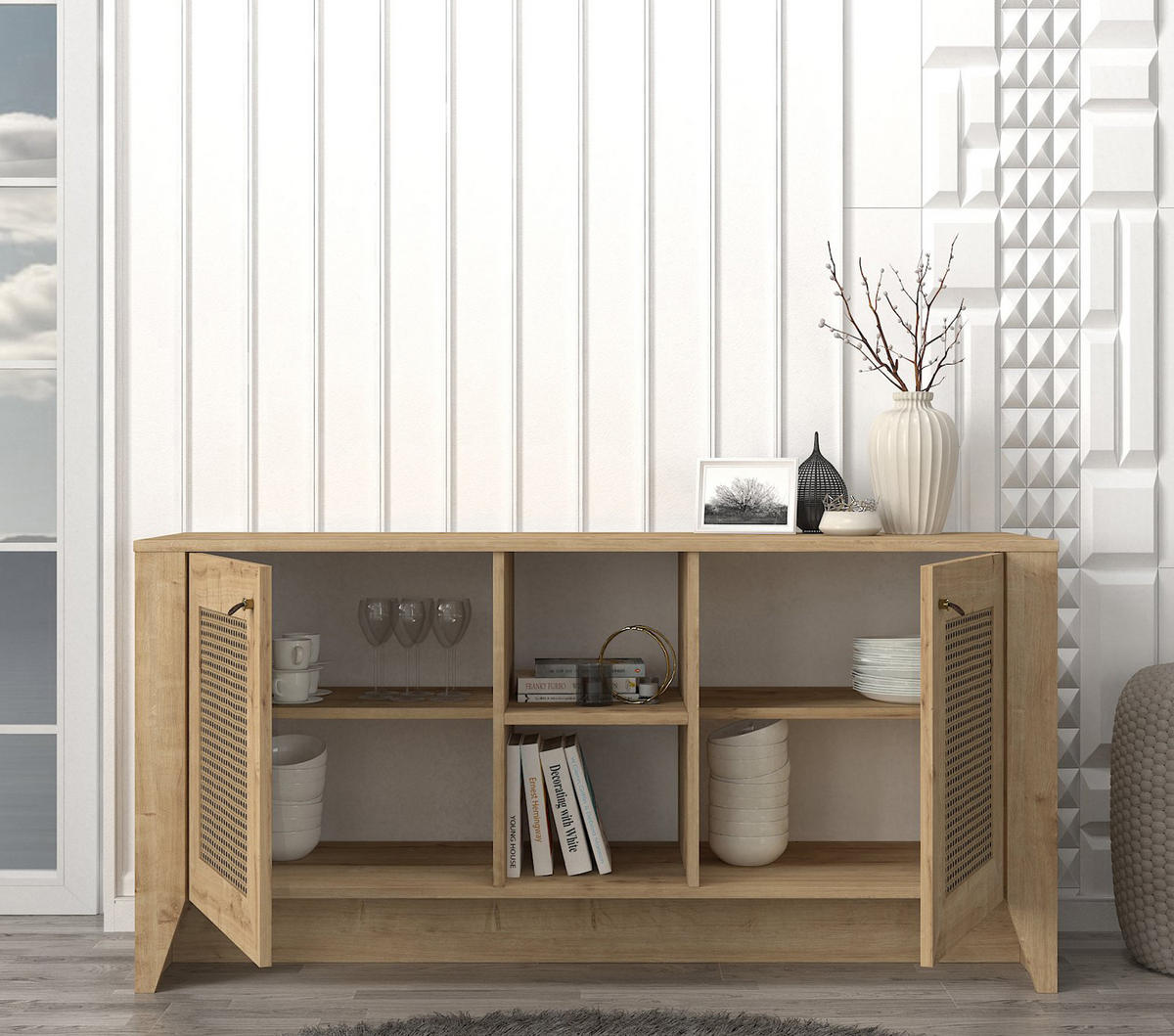 SIDEBOARD Madura Beige Saphir Hazeran - Beige, Holz/Holzwerkstoff (150/74/45cm) - moebel17