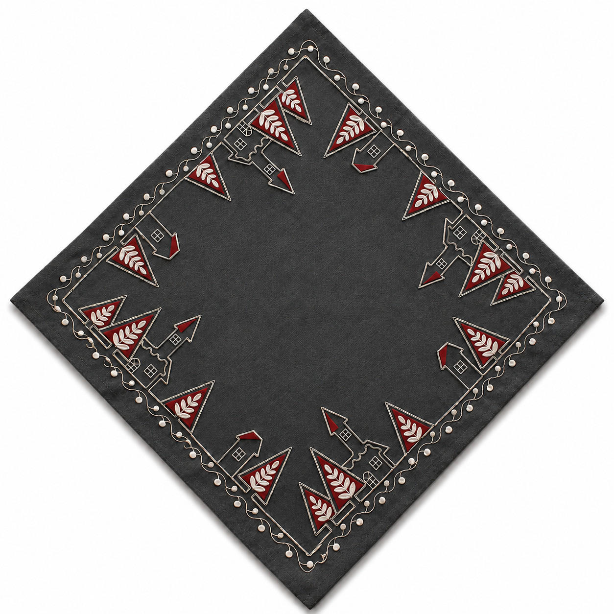 TiborTex Tischdecke Grau, Rot 85x85 cm