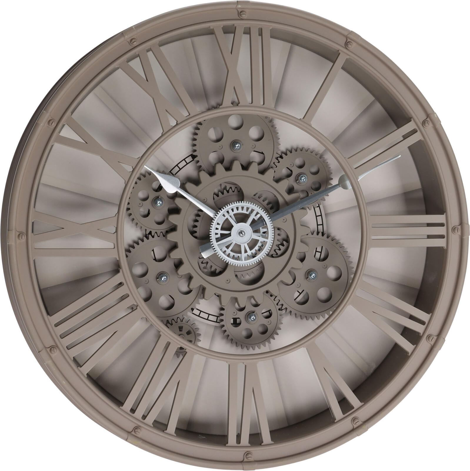 WANDUHR mit sichtbarem Uhrwerk 38,7/39/7,5 cm - Grau, Kunststoff (39/7.5/38.7cm) - Home Styling Collection