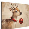 LEINWANDBILD Weihnachten - Hirsch - Geweih - Weihnachtskugel - Rentier 30x20 cm - Hellbraun, Textil (30/20cm) - MuchoWow