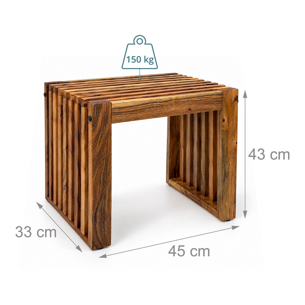 LAVICE Přírodní akáciové dřevo olejované - hnědá, dřevo (45/43/33cm) - Relaxdays