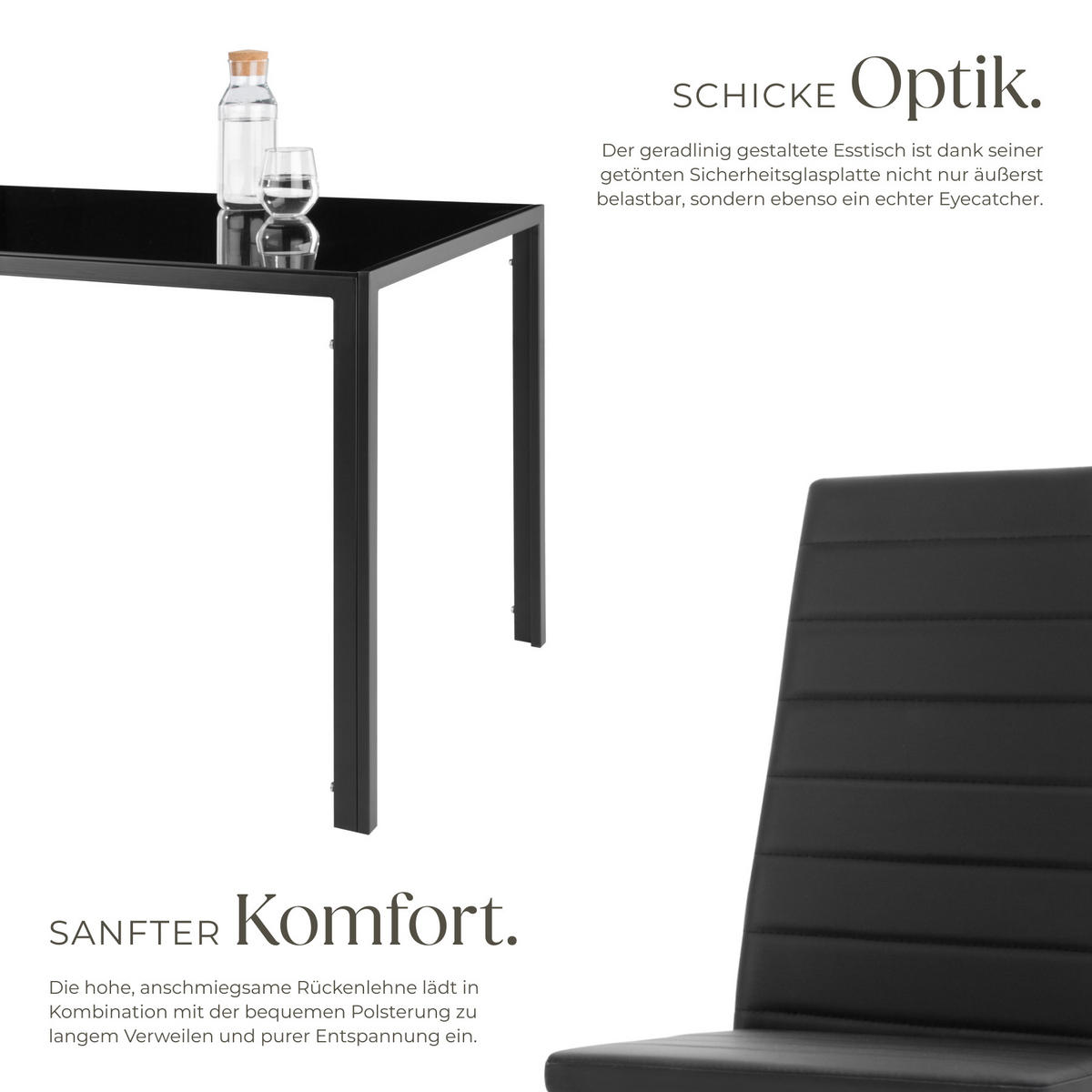 ESSZIMMERGRUPPE 5-teilig Berlin schwarz - Schwarz, Metall (70/75/120cm) - tectake