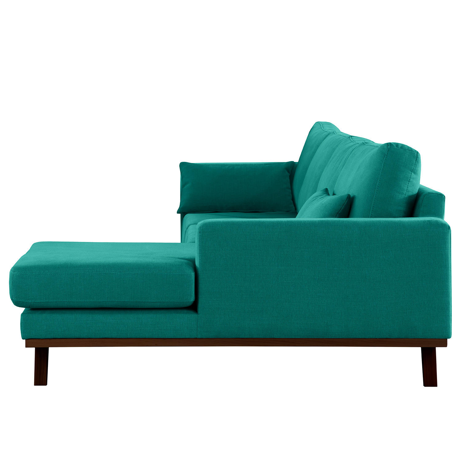 ECKSOFA mit Longchair - Buchefarben/Petrol, Textil (281/153cm) - home24