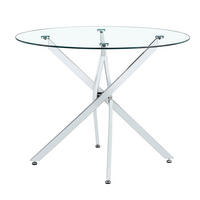 ESSTISCH Silberfarben/Transparent 88/88/75 cm - Silberfarben, Holz (88/88/75cm) - PANGIVO