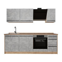 KÜCHENZEILE R-Line, Beton/Goldkraft Eiche, 220 cm Arbeitsplatte Goldkraft Eiche - Honigeiche/Grau, Holzwerkstoff (220/81.6/60cm) - Vicco