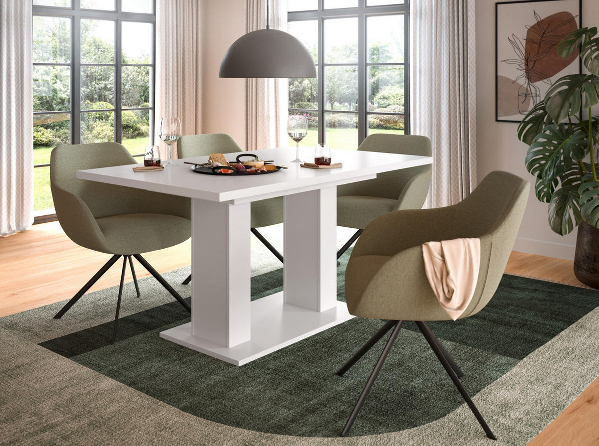 ESSTISCH weiß, Küchentisch ausziehbar 150 - 190 cm - Weiß, Holzwerkstoff/Metall (150/90/76cm) - Inn.Furn