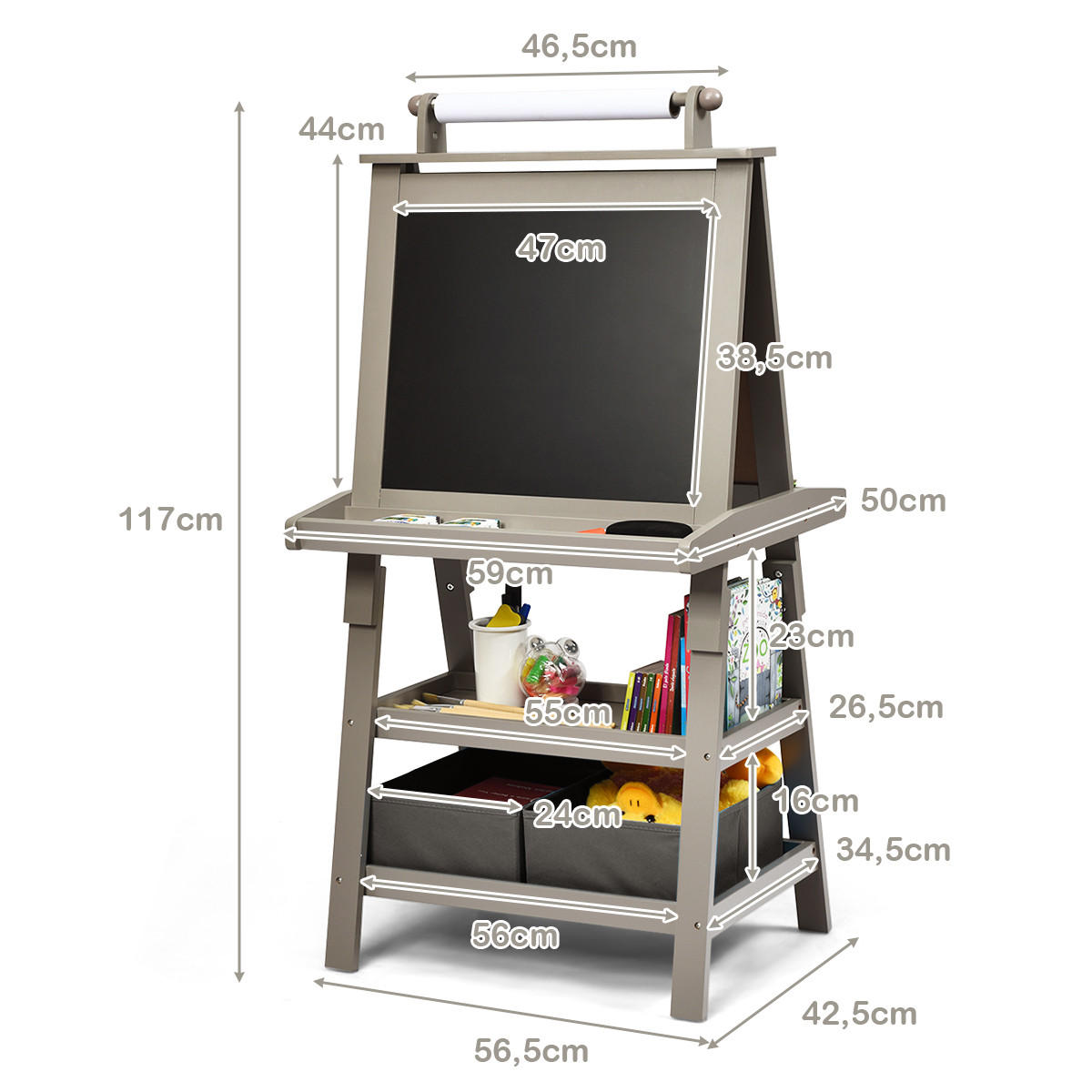 STAFFELEI Grau - Grau, Holz (50/117/59cm) - COSTWAY