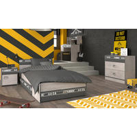 KINDERZIMMER Set 4-tlg mit Schreibtisch Bett 90 x 200 Kommode - Chromfarben/Eschefarben, Holzwerkstoff/Kunststoff (200/114/90cm) - Parisot Meuble