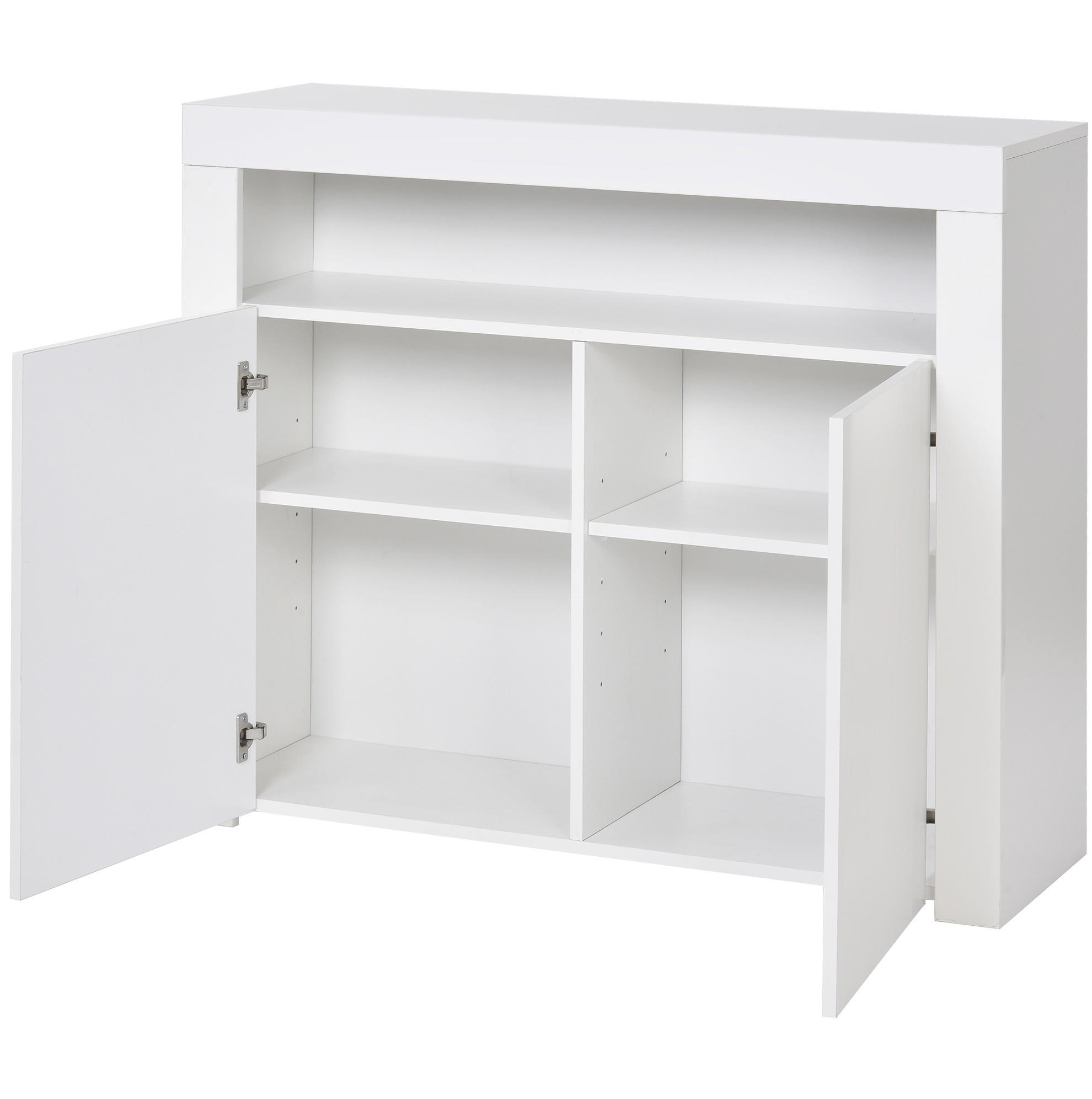 OKWISH BOČNÍ skříň 108/40/92 cm bílá z MDF s LED osvětlením a USB nabíjením