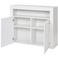 SIDEBOARD 108/40/92 cm weiß aus MDF mit LED-Beleuchtung und Hochglanzfront - Weiß, Holzwerkstoff (108/92/40cm) - OKWISH