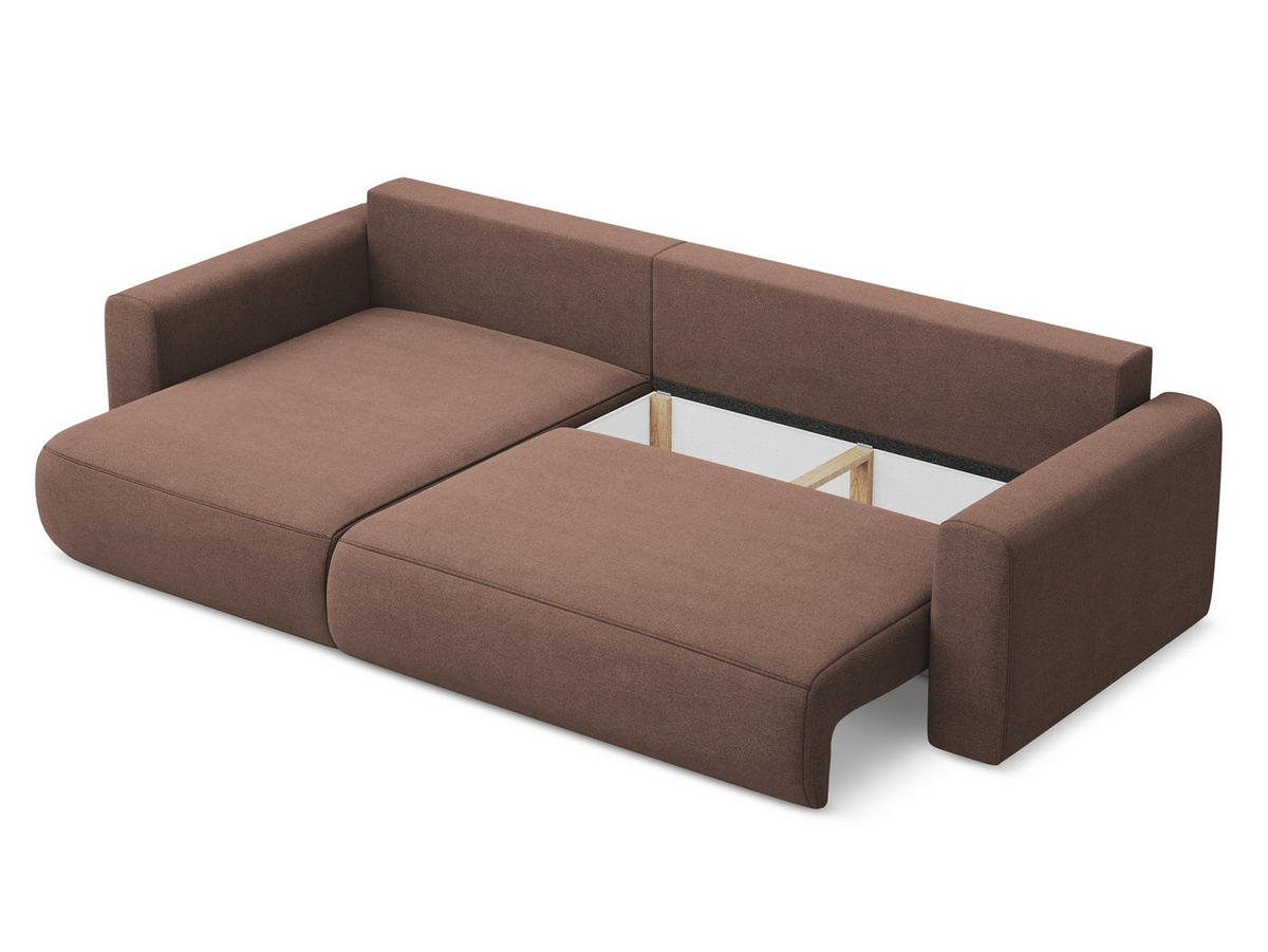 ECKSOFA mit Schlaffunktion Strukturstoff Stoff Pink - Pink/Hellrosa, Kunststoff/Textil (149/278cm) - Makamii