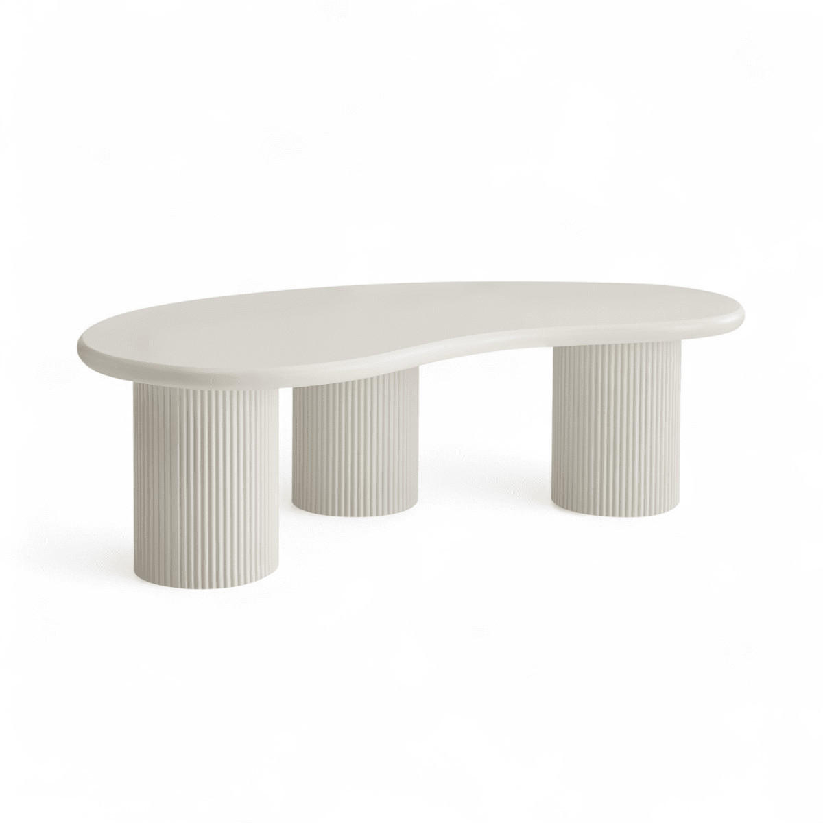 COUCHTISCH nierenform Cremeweiß 130/70/40 cm - Weiß, Holzwerkstoff (130/70/40cm) - Furnhouse