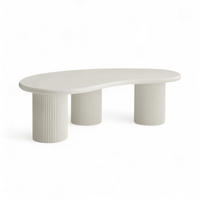 COUCHTISCH nierenform Cremeweiß 130/70/40 cm - Weiß, Holzwerkstoff (130/70/40cm) - Furnhouse