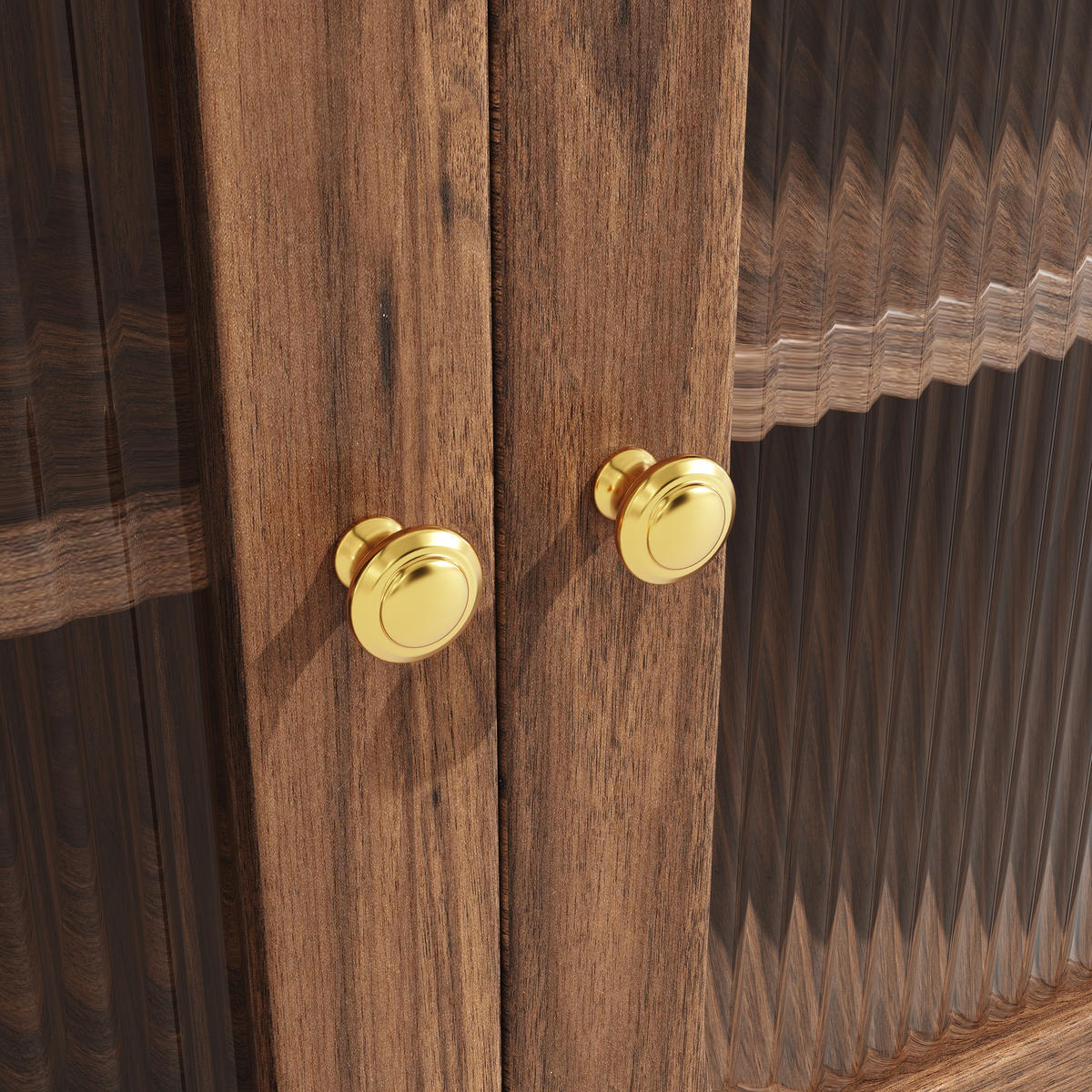 GESCHIRRSCHRANK aus MDF/Glas 145x39x171 cm in Walnuss mit RGB-LED & Lift-up-Tür - Walnussfarben, Holzwerkstoff (145/171/39cm) - Modfu